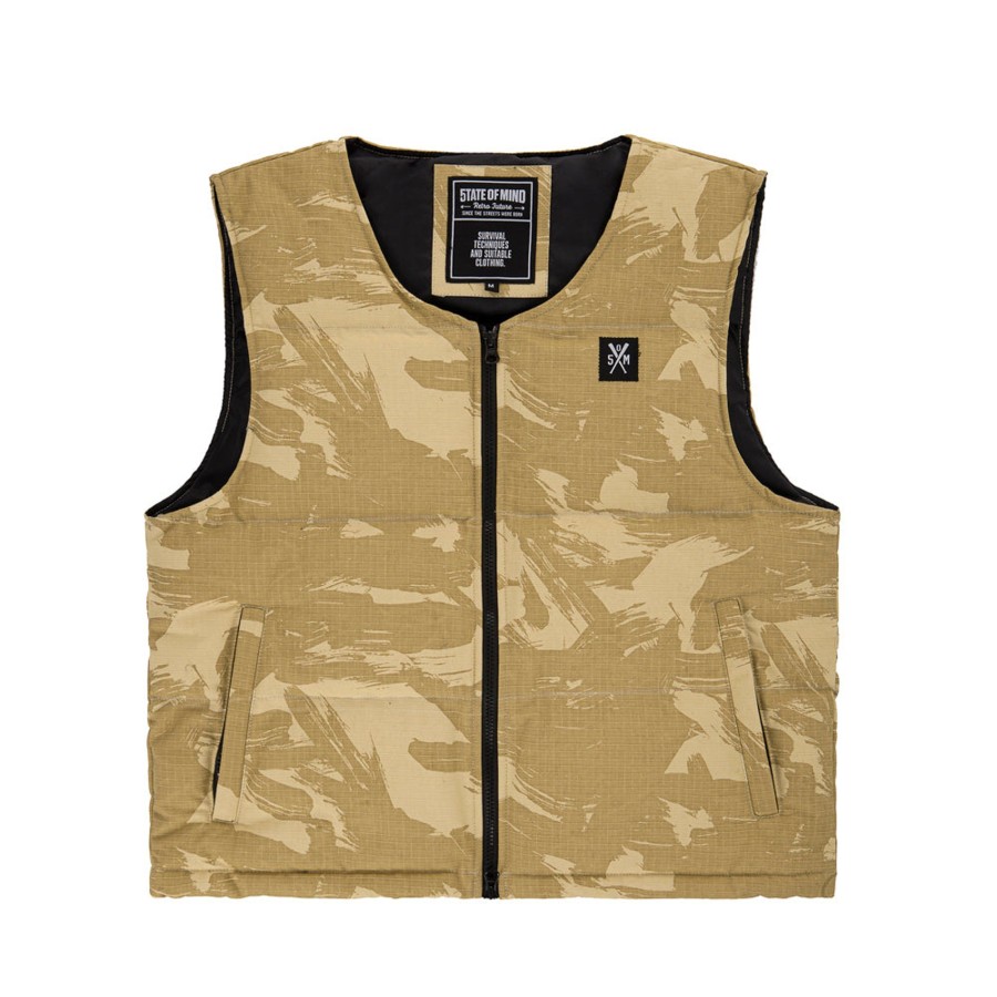 Giacche 5tate Of Mind | Retrofuture Basic Puffer Rider Vest Beige/Camo