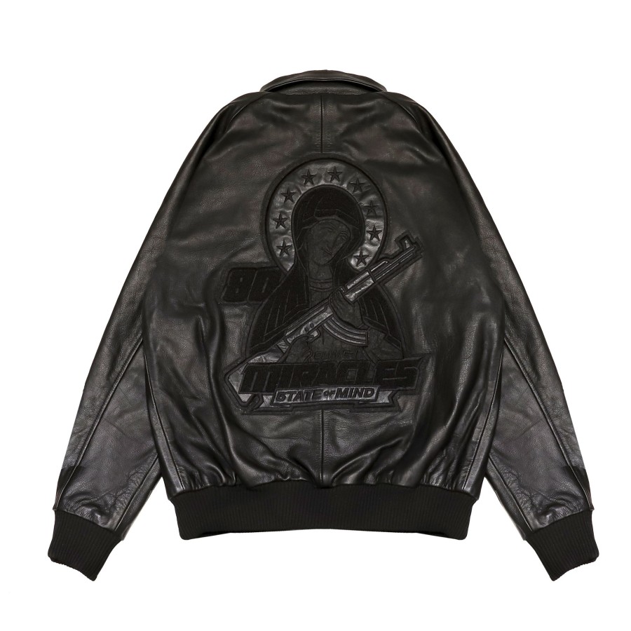 Giacche 5tate Of Mind | Emme-I Miracles Varsity Jacket Pelle Nera