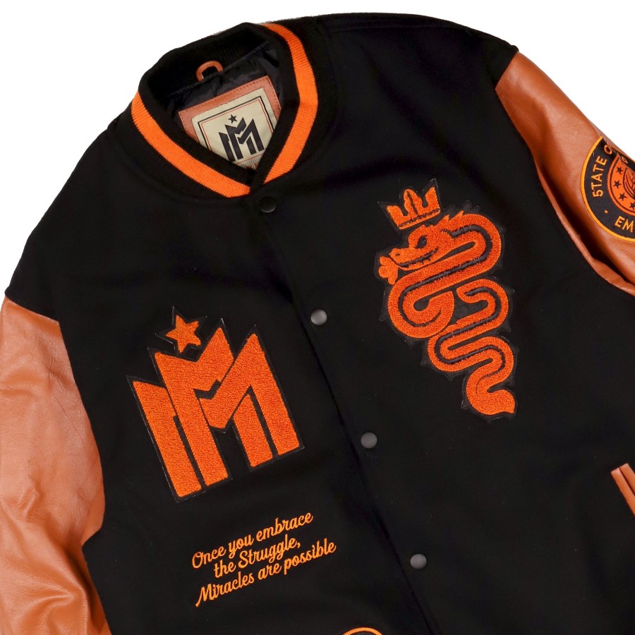 Giacche 5tate Of Mind | Emme-I Miracles Varsity Jacket Pelle Nero/Marrone